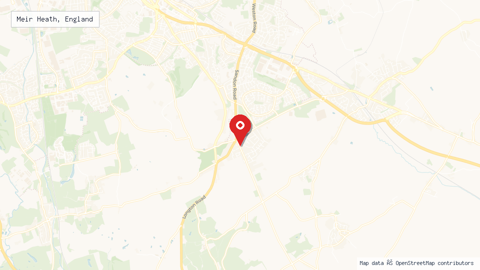 Street map of Meir Heath, England with location pin