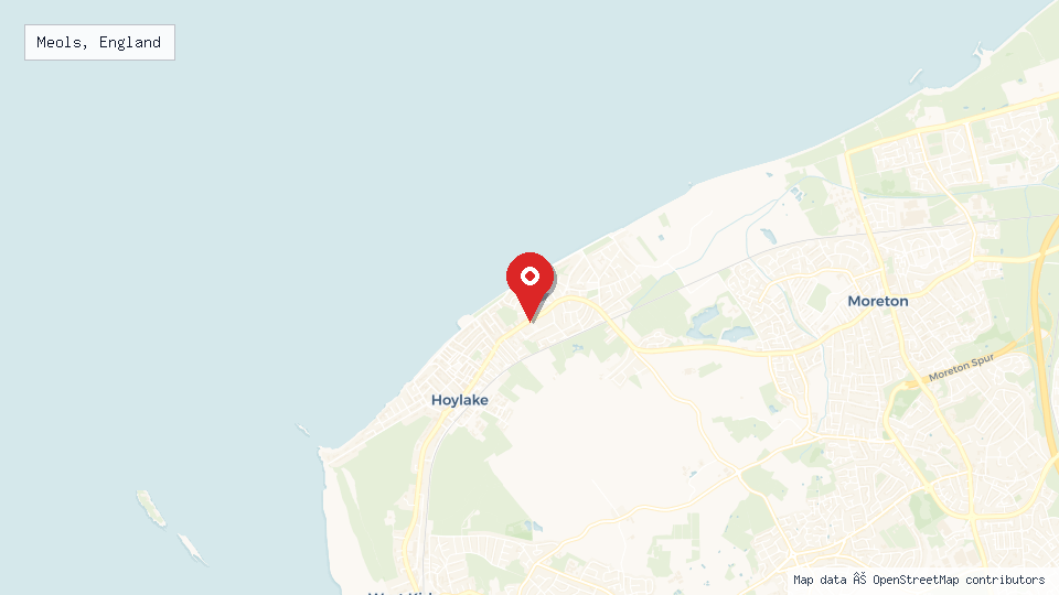 Street map of Meols, England with location pin