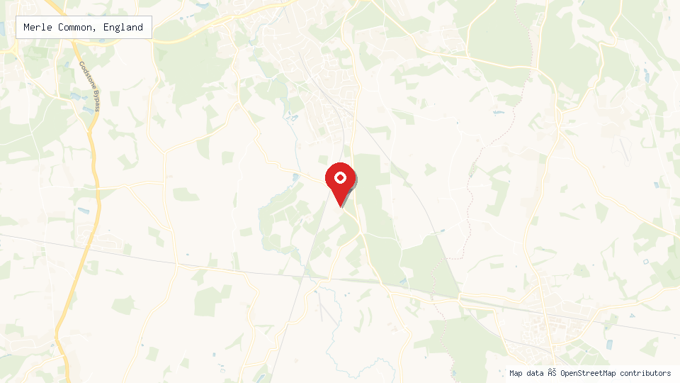 Street map of Merle Common, England with location pin