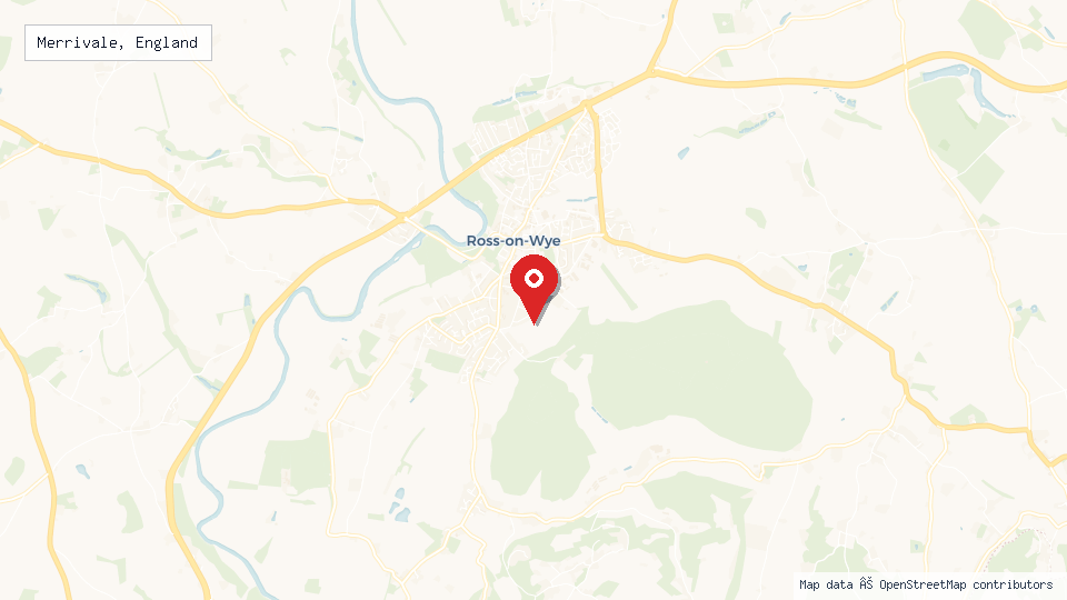 Street map of Merrivale, England with location pin