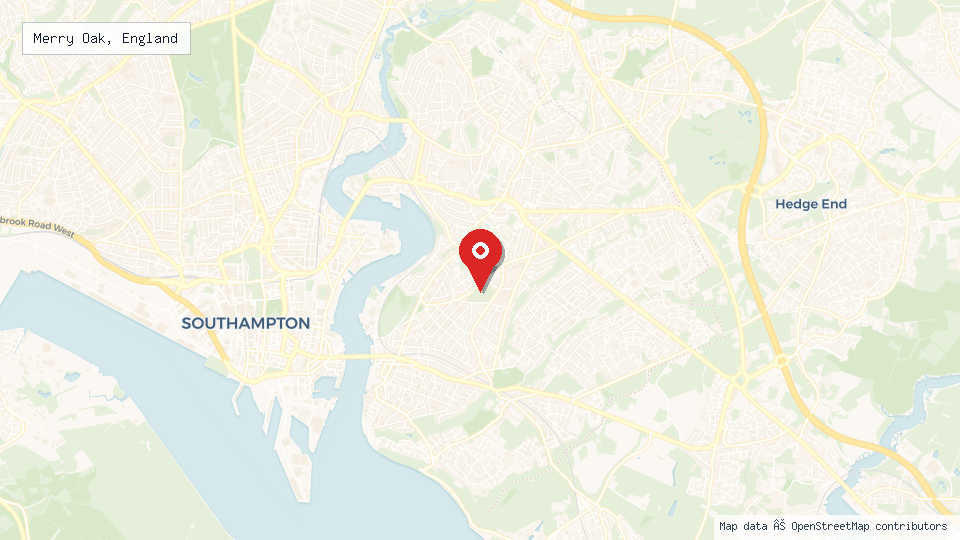 Street map of Merry Oak, England with location pin