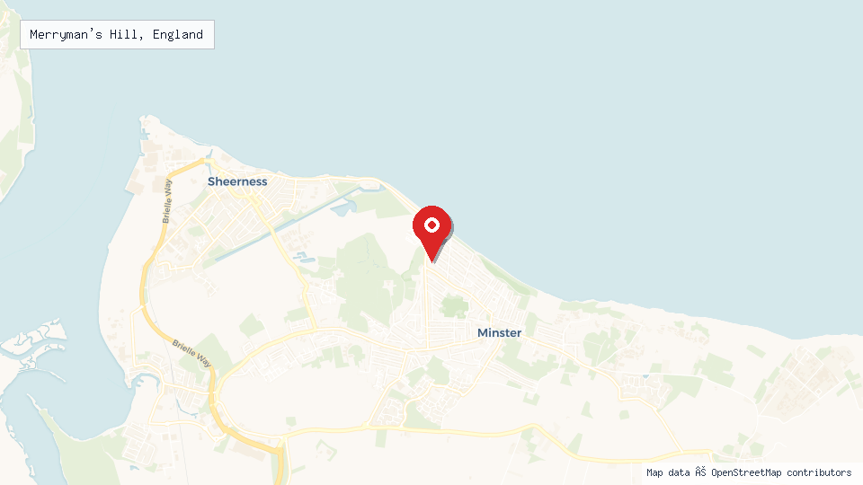 Street map of Merryman's Hill, England with location pin