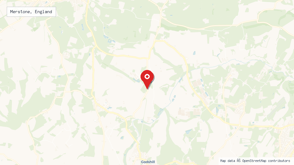 Street map of Merstone, England with location pin