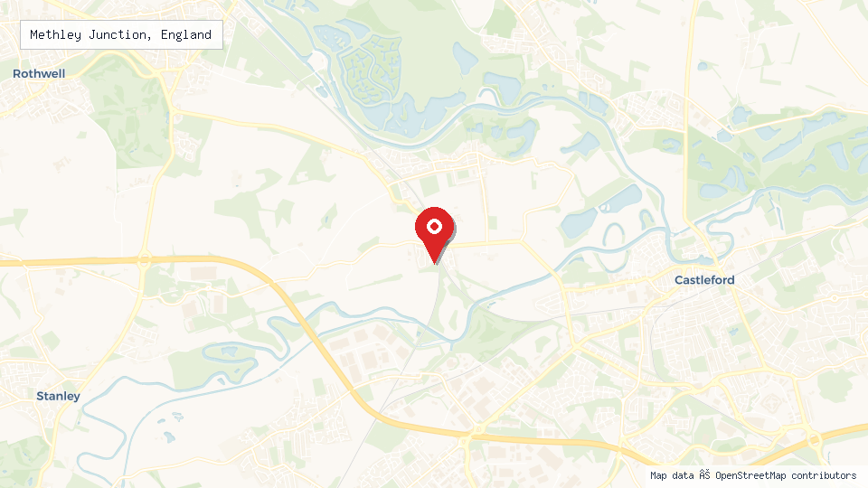 Street map of Methley Junction, England with location pin