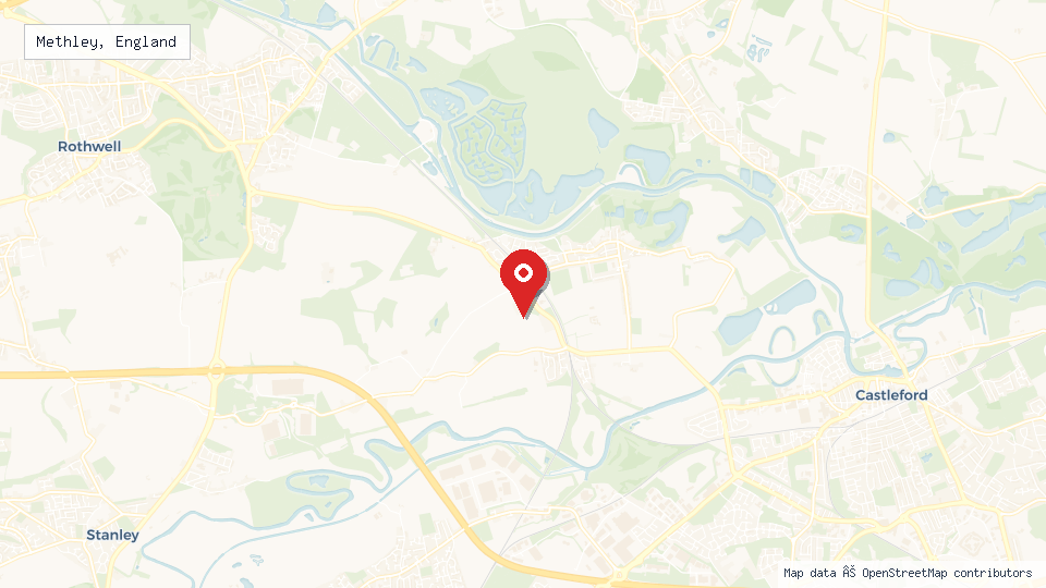 Street map of Methley, England with location pin
