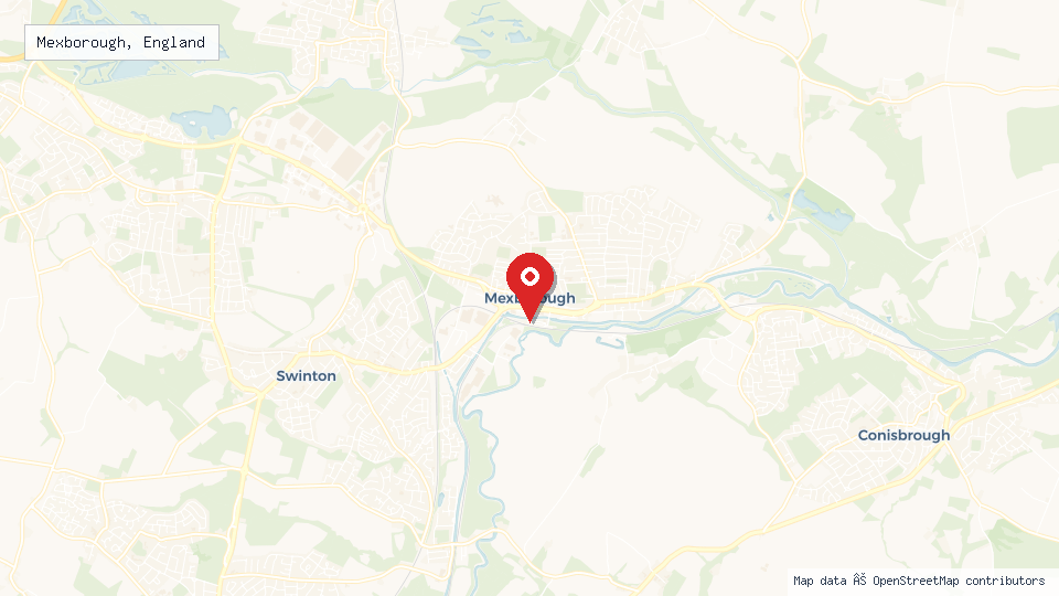 Street map of Mexborough, England with location pin