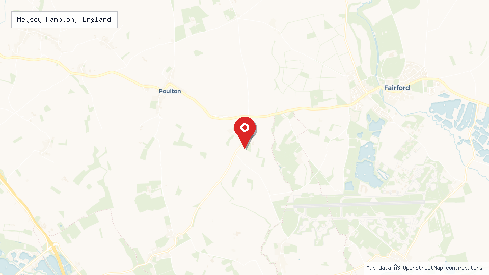 Street map of Meysey Hampton, England with location pin