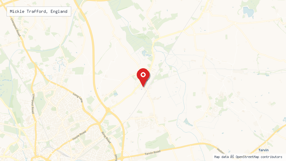 Street map of Mickle Trafford, England with location pin
