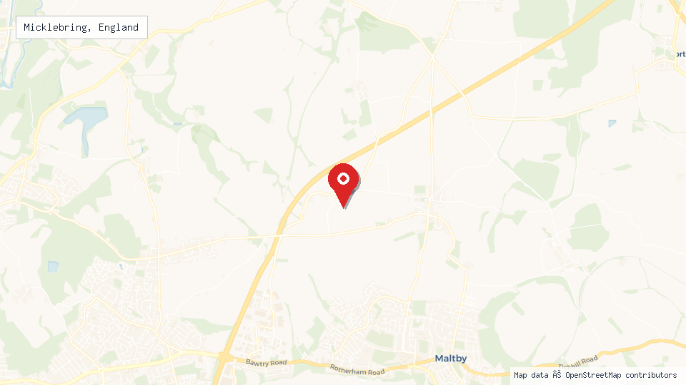Street map of Micklebring, England with location pin