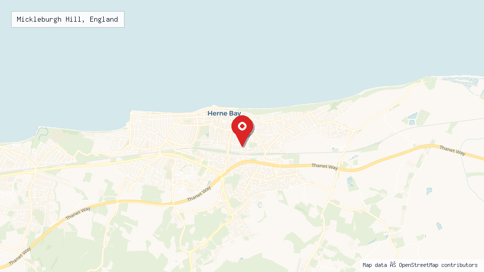 Street map of Mickleburgh Hill, England with location pin
