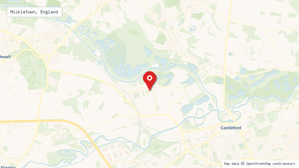 Street map of Mickletown, England with location pin