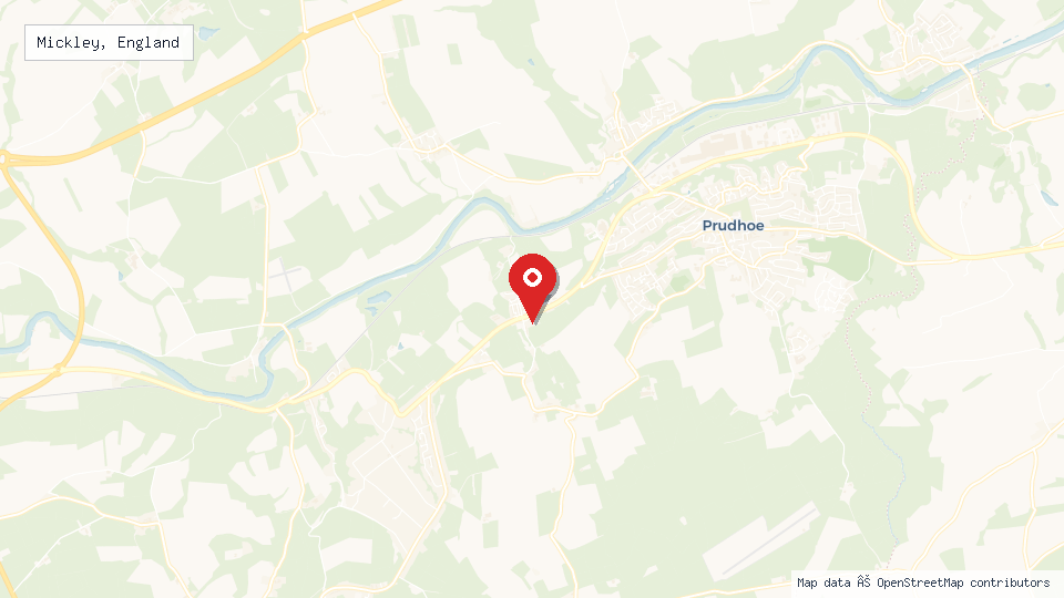 Street map of Mickley, England with location pin