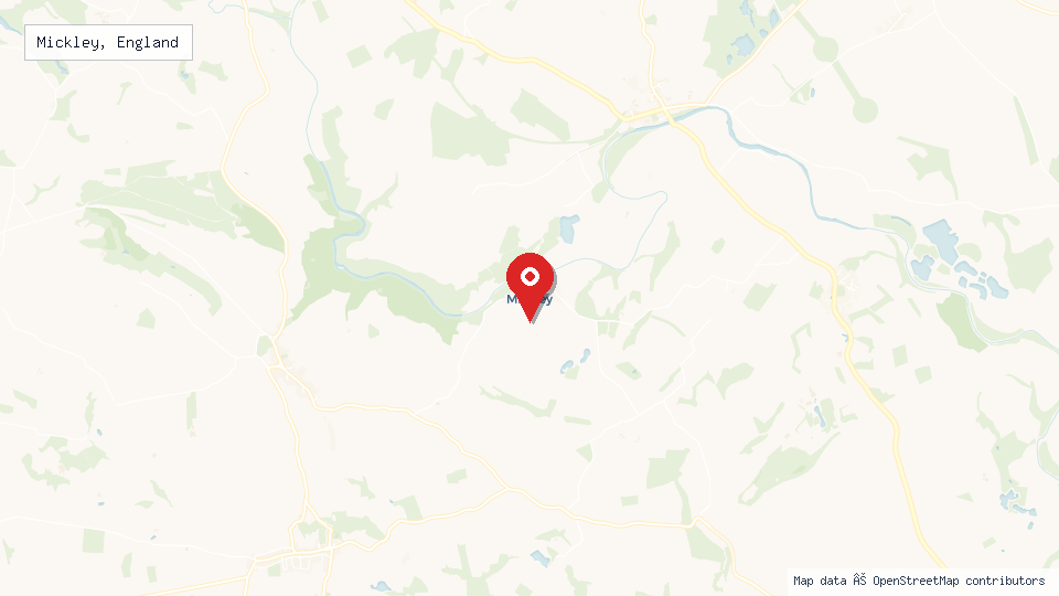 Street map of Mickley, England with location pin