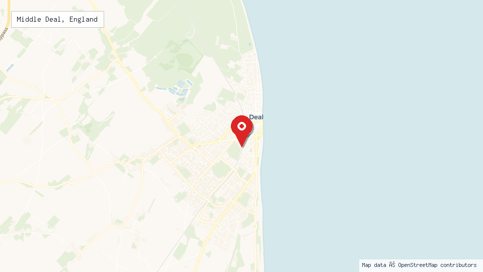Street map of Middle Deal, England with location pin