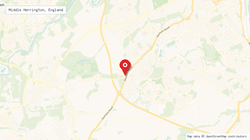 Street map of Middle Herrington, England with location pin