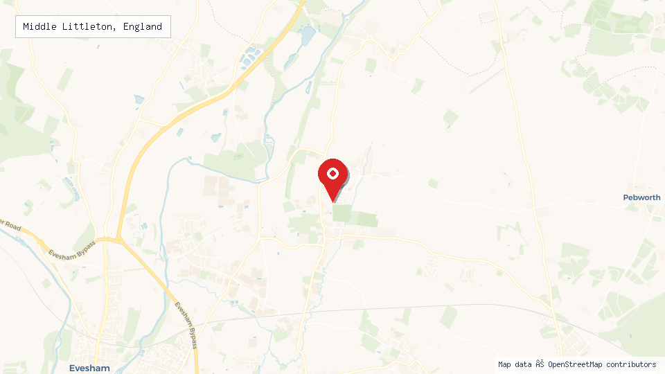 Street map of Middle Littleton, England with location pin