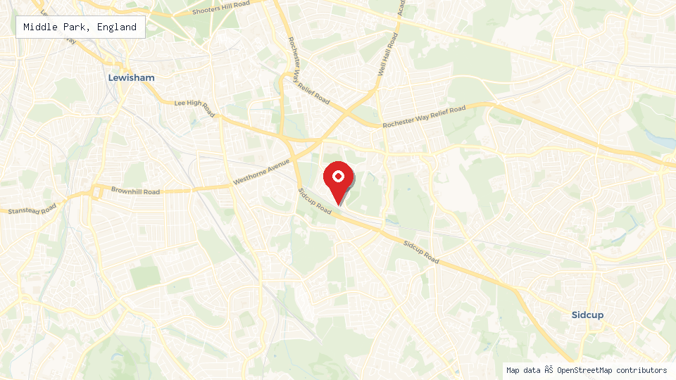 Street map of Middle Park, England with location pin
