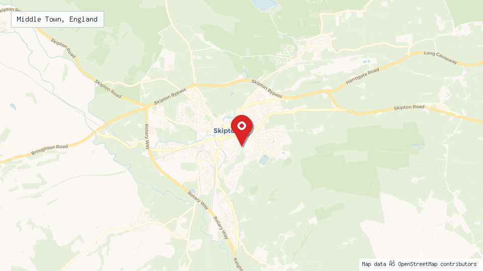 Street map of Middle Town, England with location pin