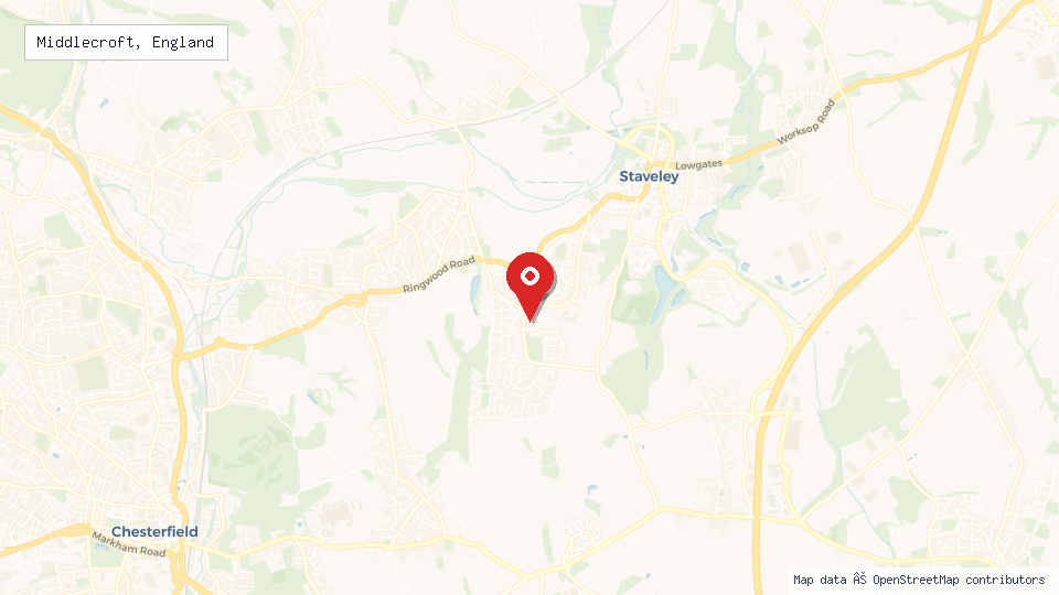 Street map of Middlecroft, England with location pin