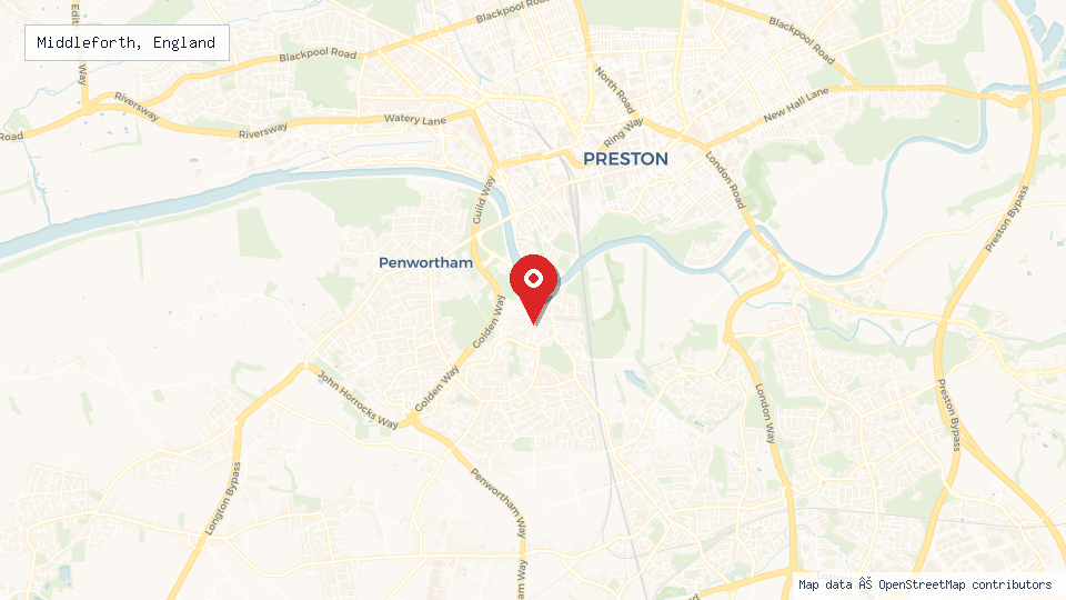 Street map of Middleforth, England with location pin