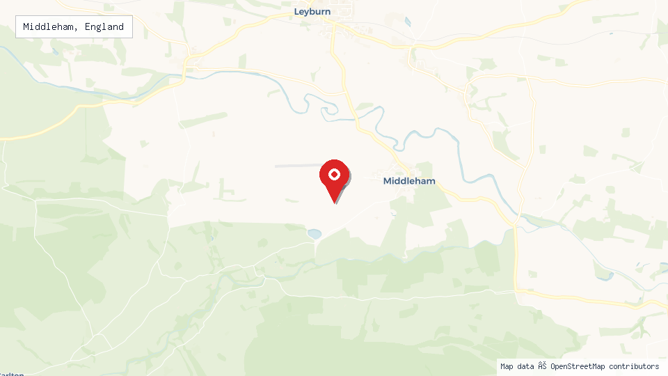 Street map of Middleham, England with location pin