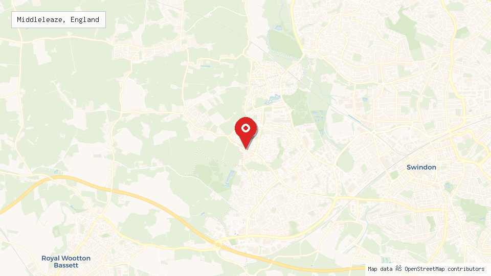 Street map of Middleleaze, England with location pin