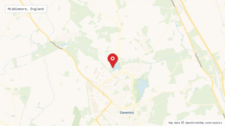 Street map of Middlemore, England with location pin