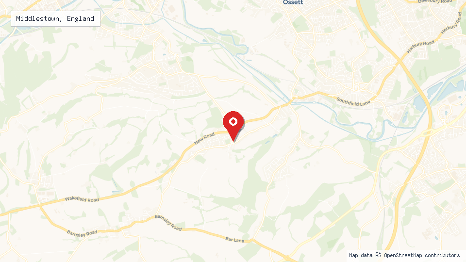 Street map of Middlestown, England with location pin