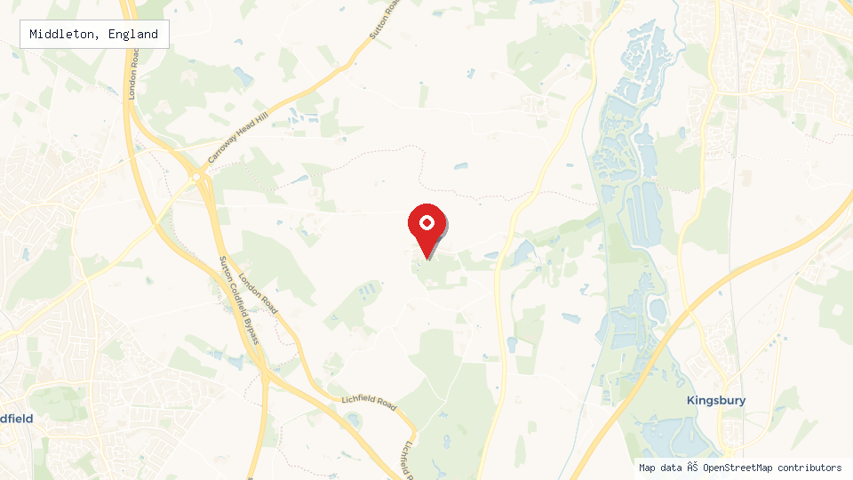 Street map of Middleton, England with location pin