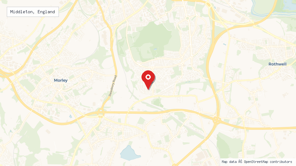 Street map of Middleton, England with location pin