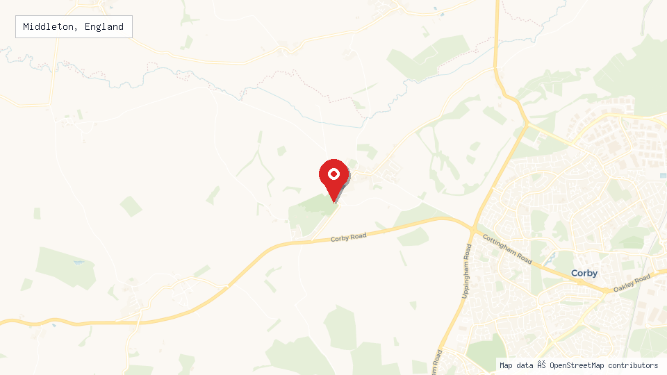Street map of Middleton, England with location pin