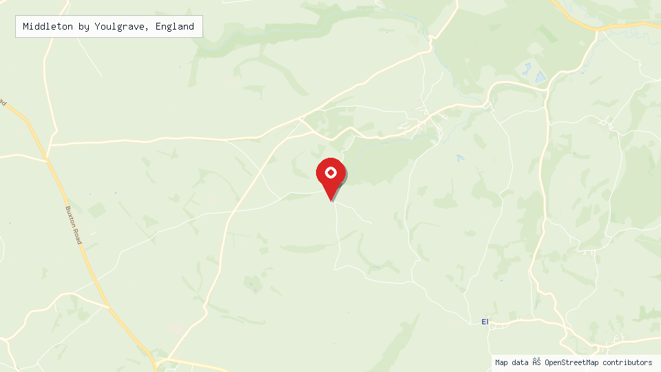 Street map of Middleton by Youlgrave, England with location pin