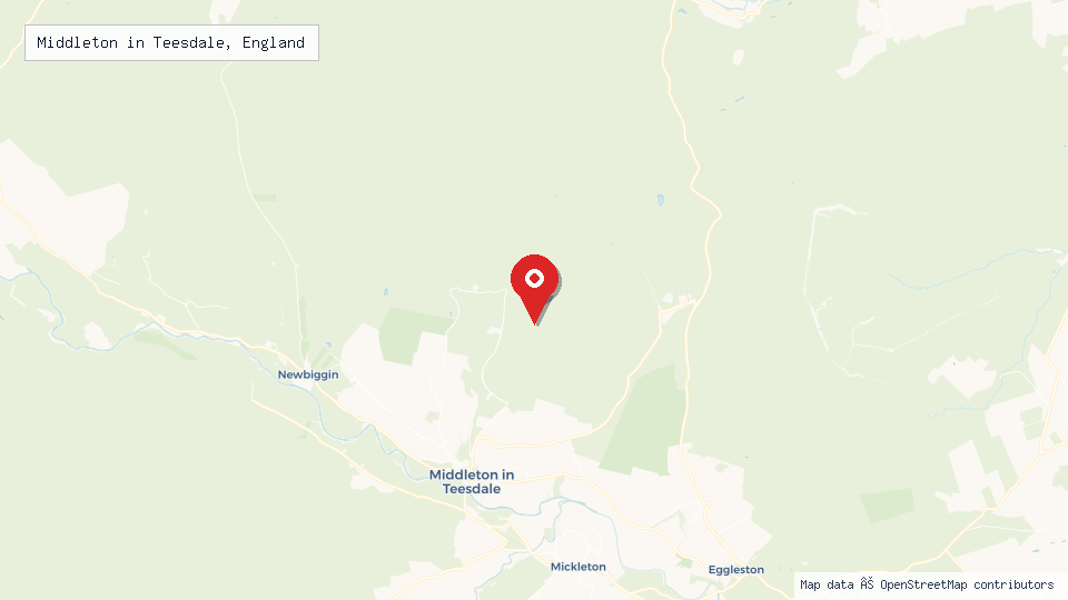 Street map of Middleton in Teesdale, England with location pin