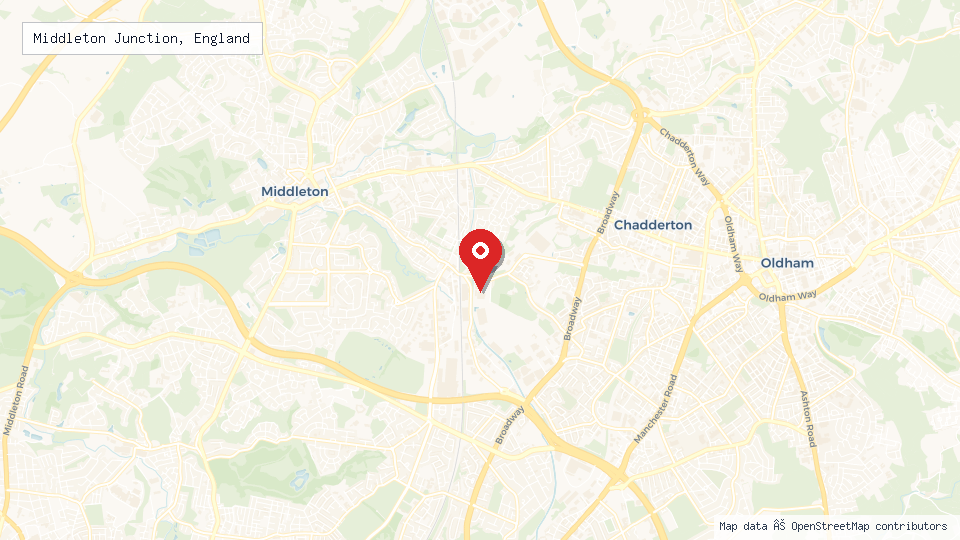 Street map of Middleton Junction, England with location pin