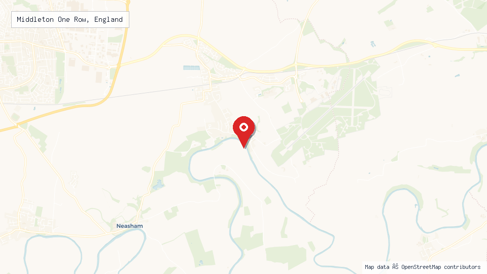 Street map of Middleton One Row, England with location pin