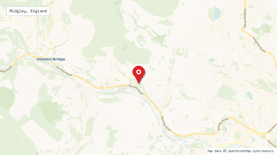 Street map of Midgley, England with location pin