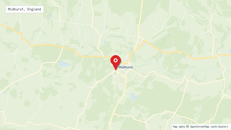 Street map of Midhurst, England with location pin