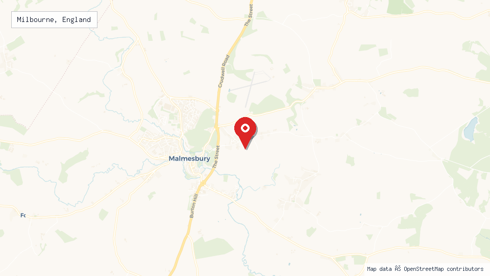 Street map of Milbourne, England with location pin