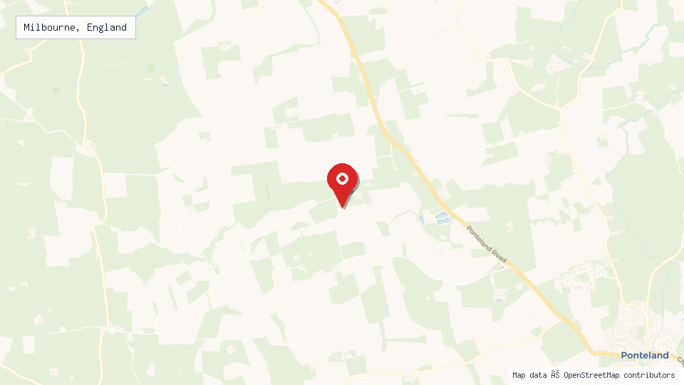 Street map of Milbourne, England with location pin