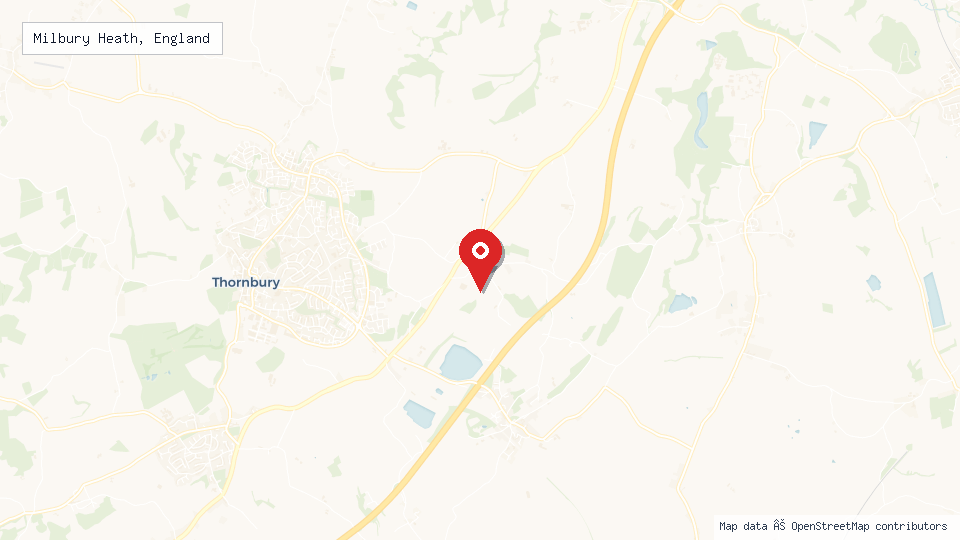 Street map of Milbury Heath, England with location pin