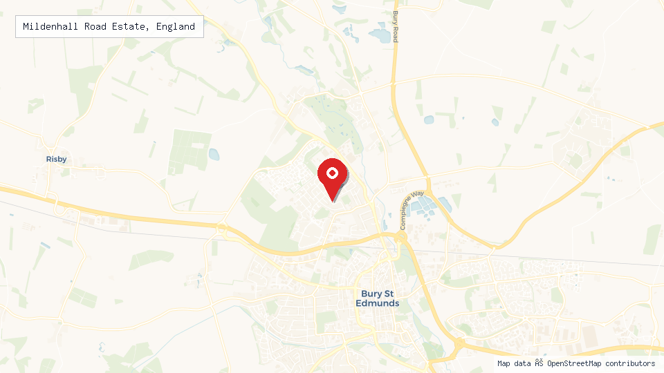 Street map of Mildenhall Road Estate, England with location pin