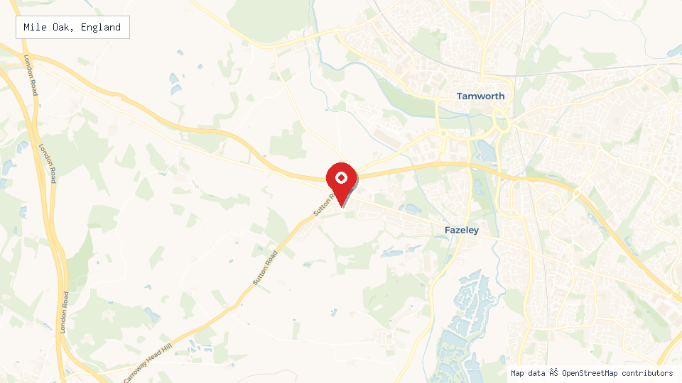 Street map of Mile Oak, England with location pin