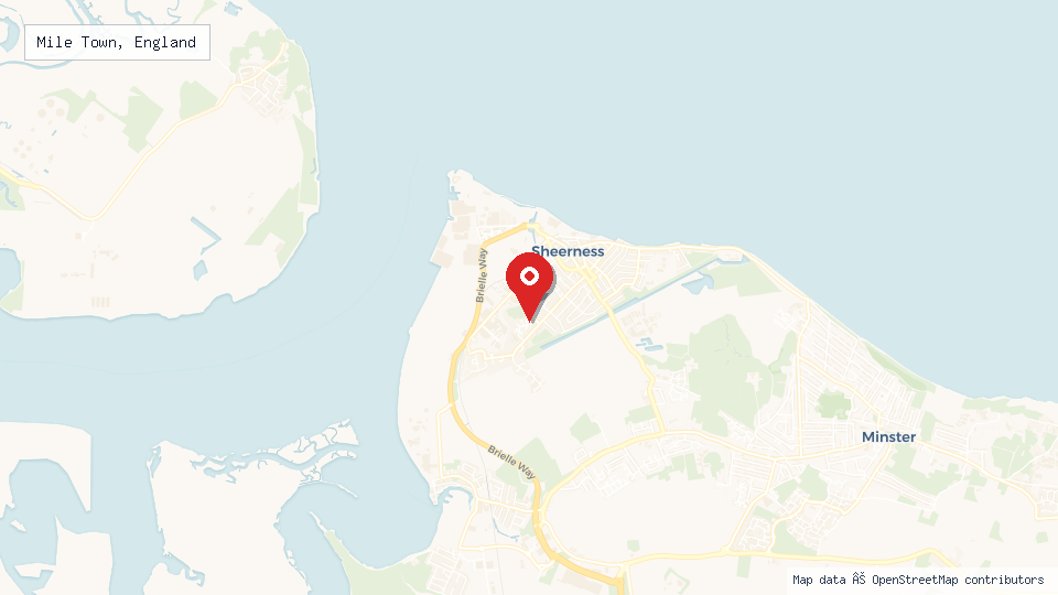 Street map of Mile Town, England with location pin