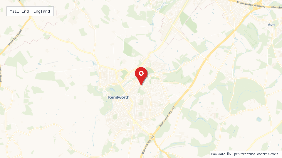 Street map of Mill End, England with location pin