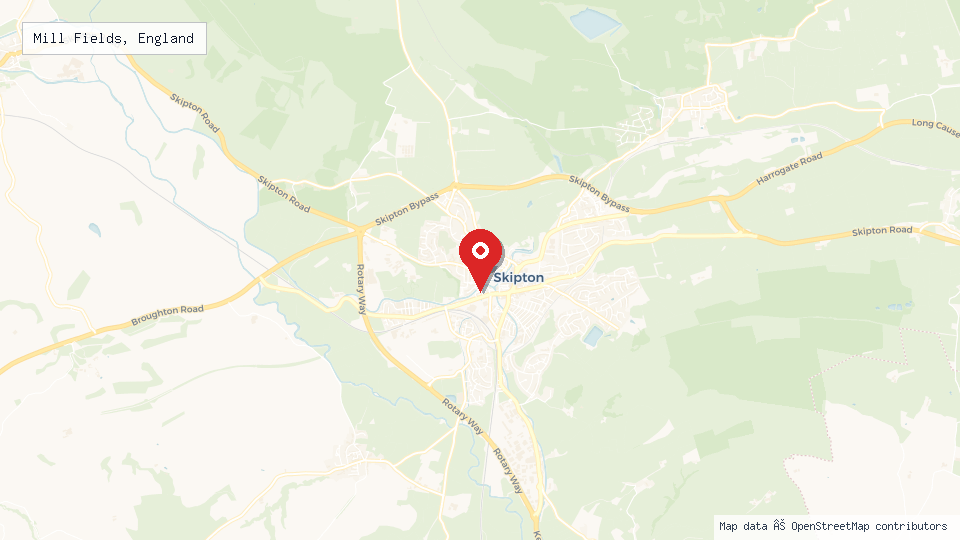 Street map of Mill Fields, England with location pin