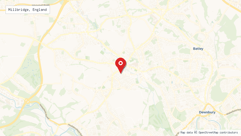 Street map of Millbridge, England with location pin