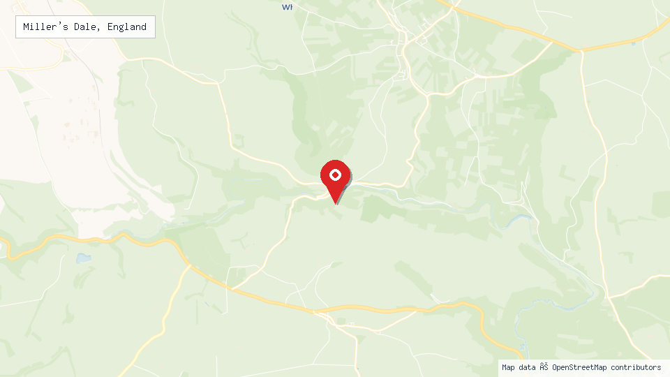 Street map of Miller's Dale, England with location pin