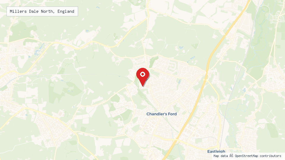 Street map of Millers Dale North, England with location pin