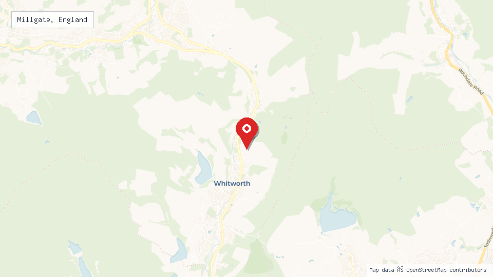Street map of Millgate, England with location pin