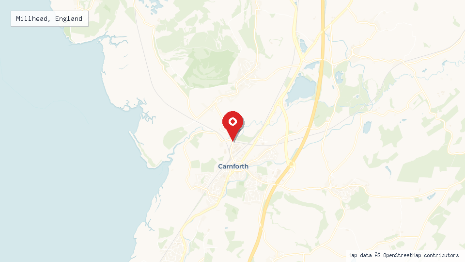 Street map of Millhead, England with location pin
